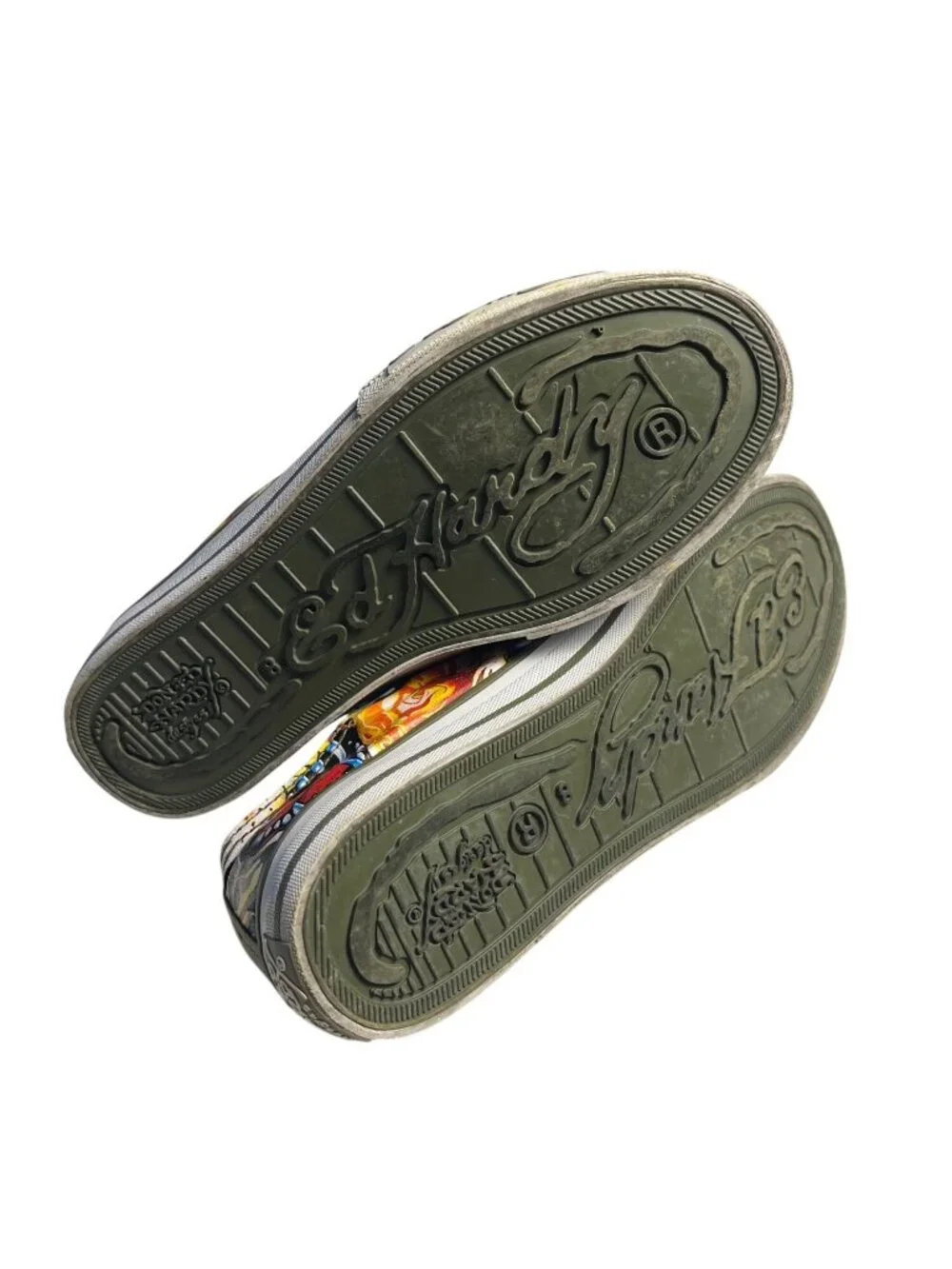 VTG Y2K Ed Hardy Tiger Tattoo Canvas Slip-On laceless Sneakers Mens 8 Womens 10